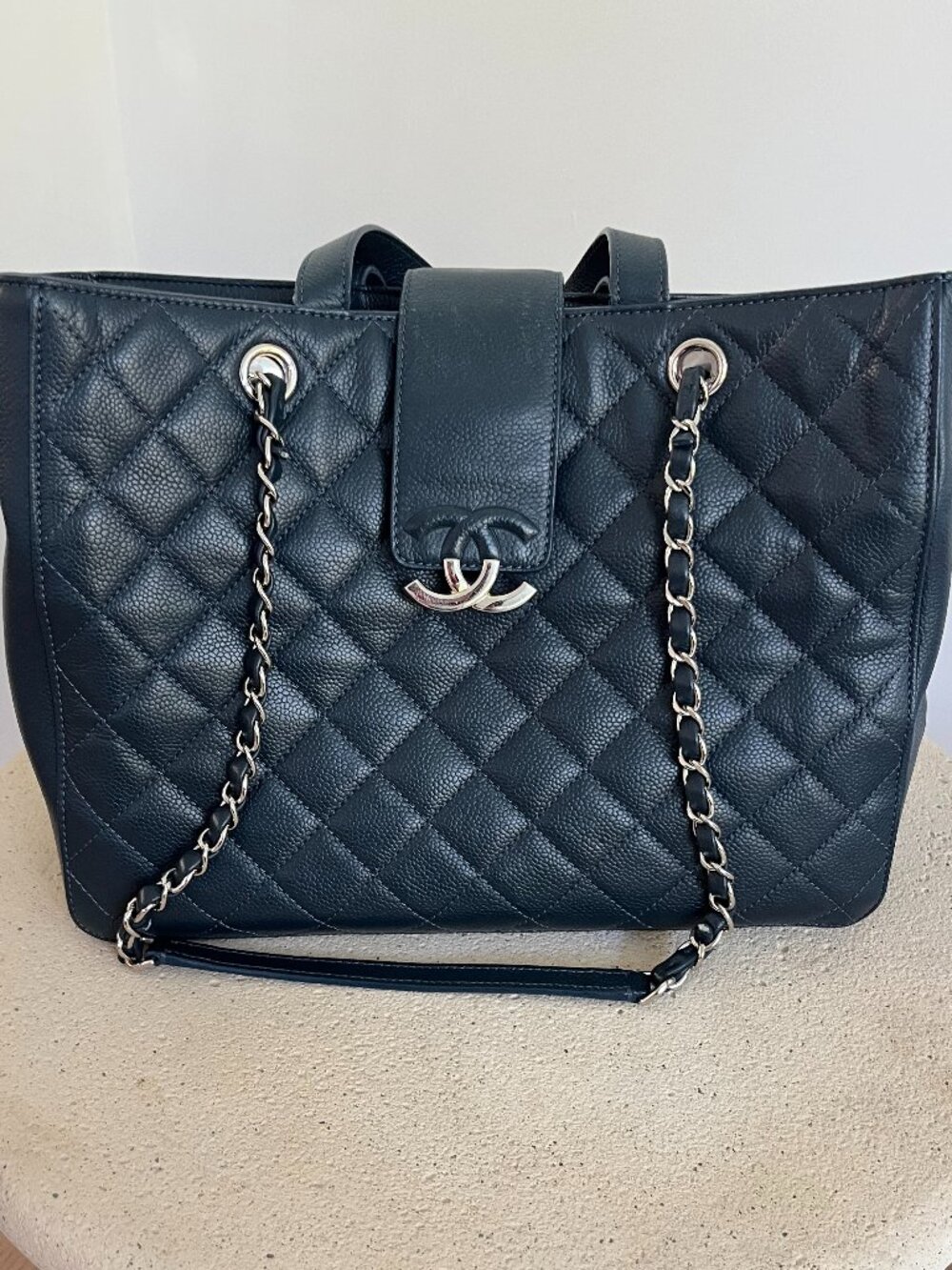 CHANEL Large Navy Shopping Bag,